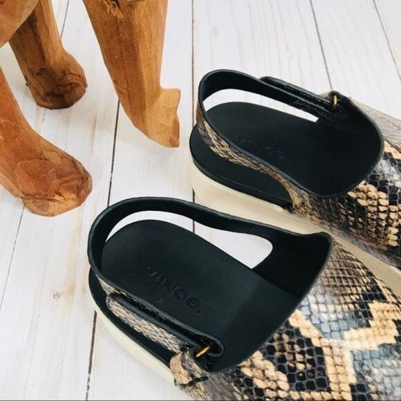VINCE Westport Leather Snake Embossed Platform Sandals Size 10 - Picture 11 of 12